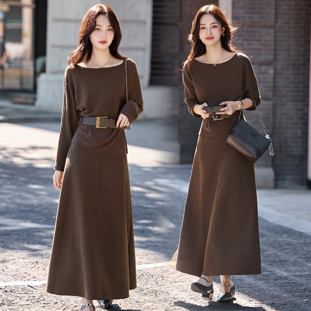 复古港风时尚气质套装女2025春秋新款慵懒风收腰显瘦半身裙两件套