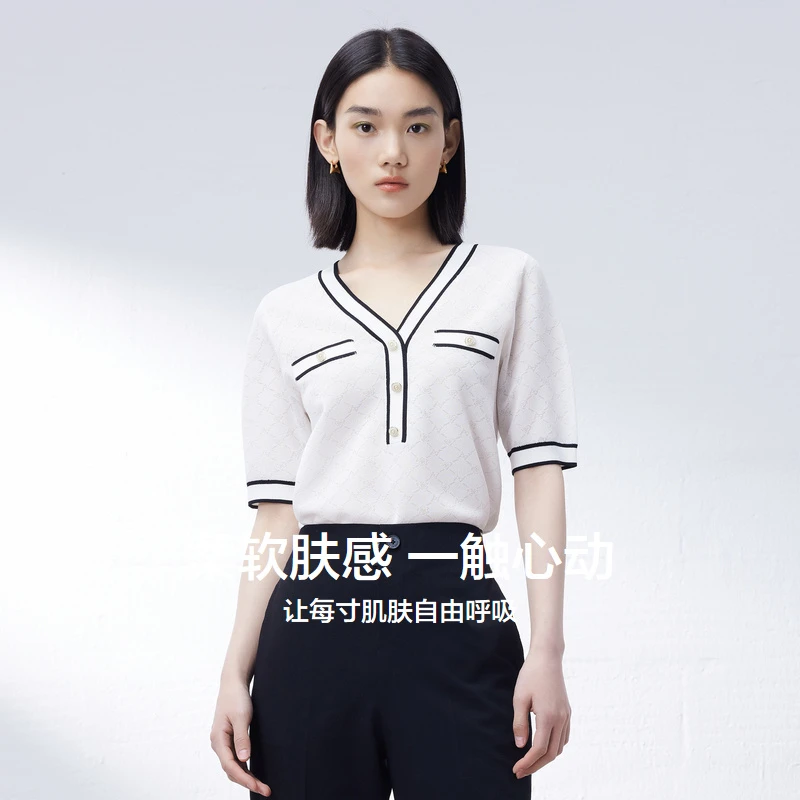【毛针织衫】水云间风薄款常规款短袖毛针织12320958