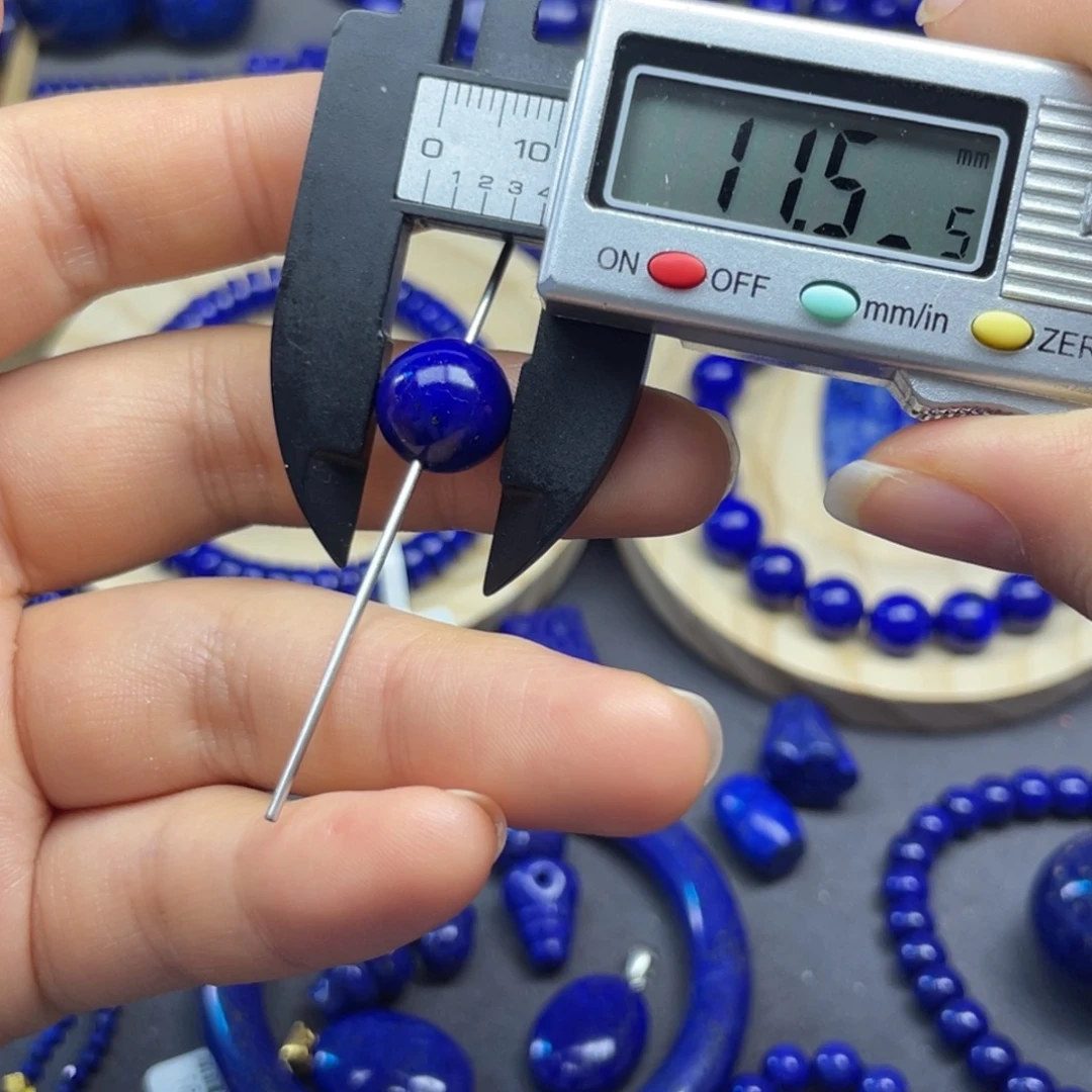 水***宝青金石未镶嵌单珠11+带白纹