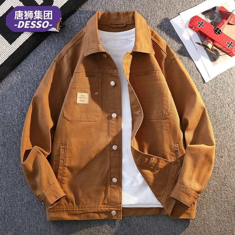 唐狮集团DESSO牛仔外套复古春秋男士新款潮流工装外穿夹克