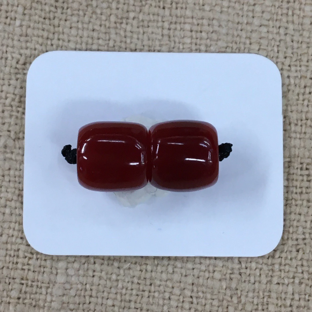 日本阿卡红珊瑚毕业级赤血桶珠6.5mm高品质文玩手串佛珠腰珠配饰