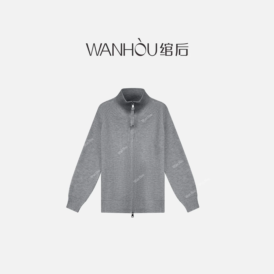 【C3508】绾后-秋季新款时尚百搭简约高领显瘦长袖针织开衫SC