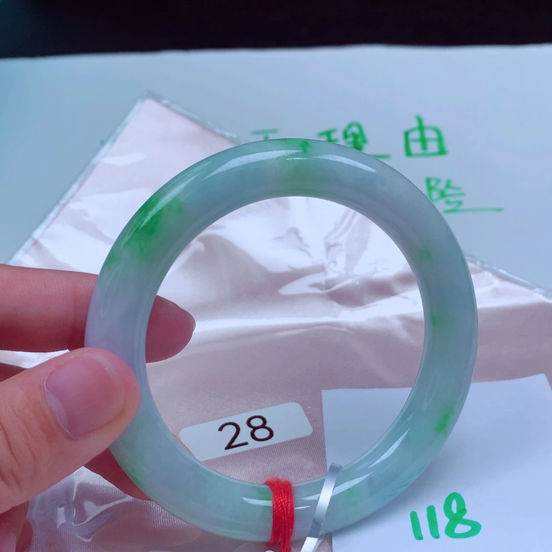 未镶嵌手镯翡翠缅甸天然A货翡翠手镯57.4圆条