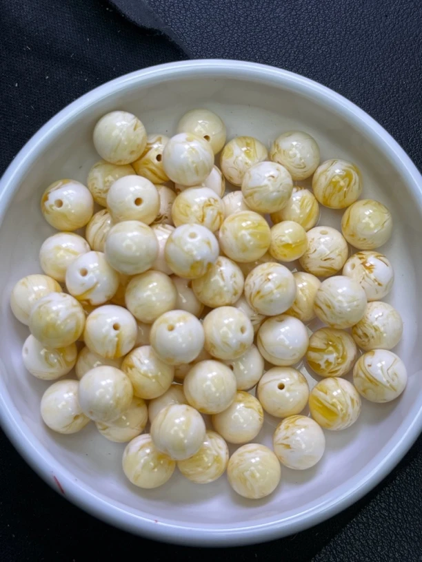 天然琥珀蜜蜡散珠 骨瓷白散珠Y1258  16MM  3颗（赠弹力绳）
