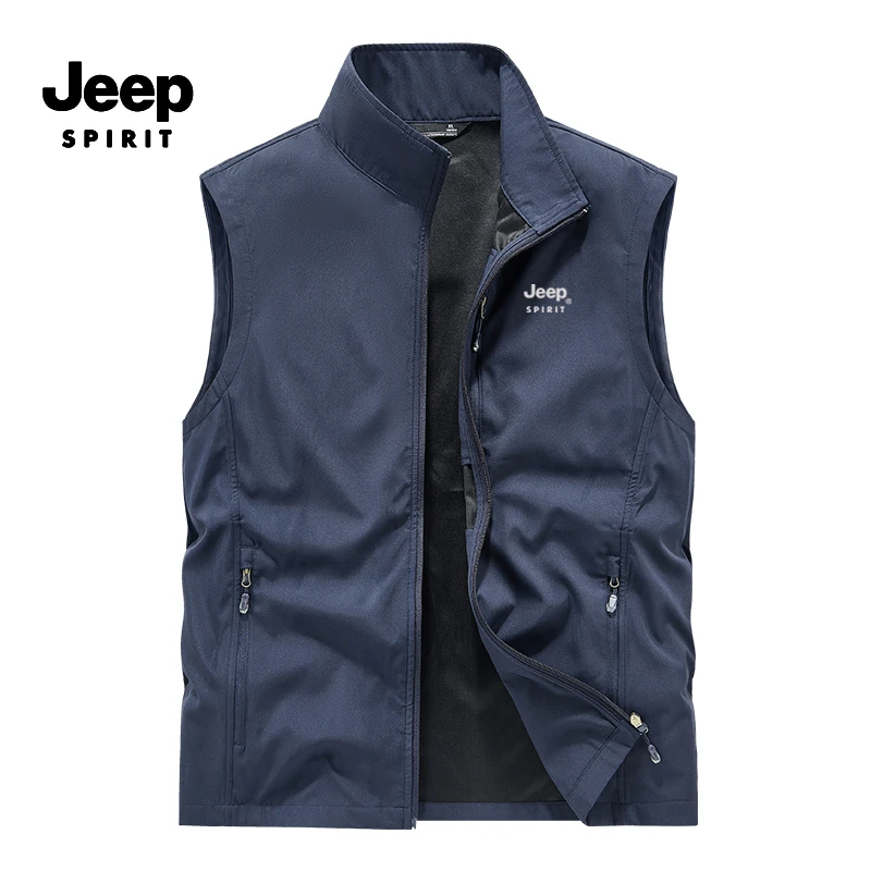 JEEPSPIRIT吉普男士春秋马甲居家休闲工装外套坎肩男