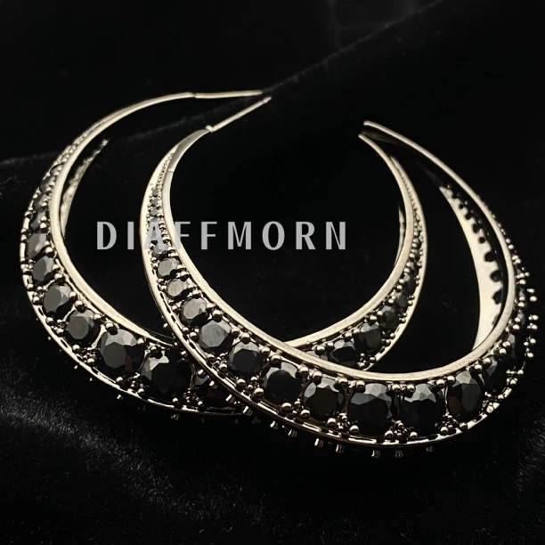 铜合金仿水晶耳饰 YM《惊鸿耳圈》  重工高级满钻气质耳圈