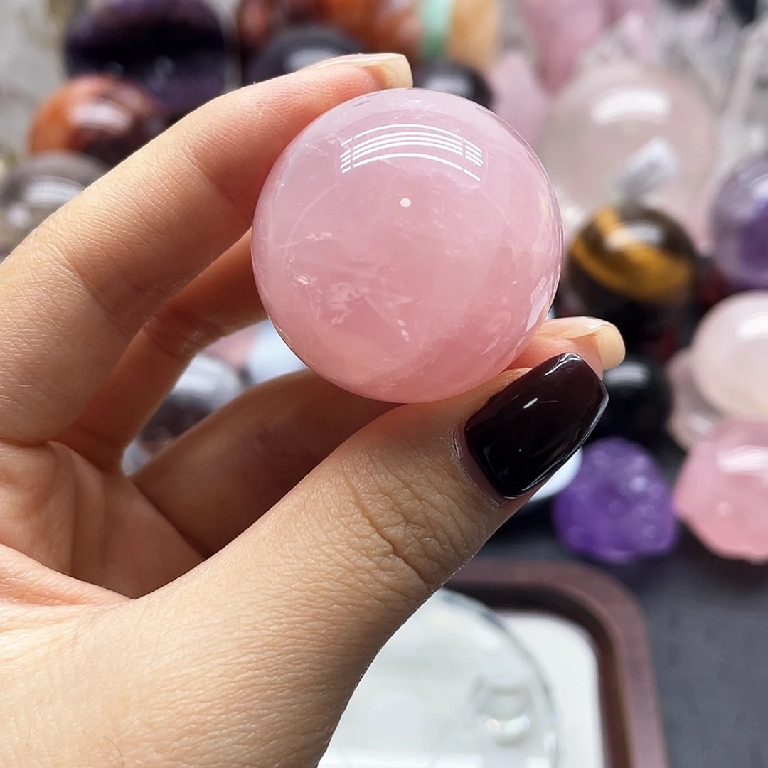 未镶嵌水晶珠宝半成品7粉水球34mm