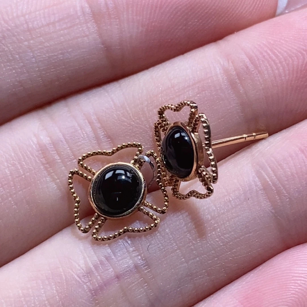 18K金镶嵌翡翠耳饰