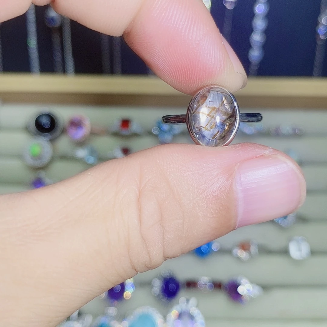 银S925镶嵌戒指水晶