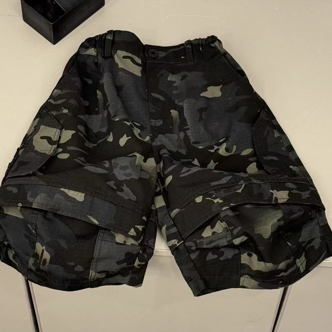 2025夏季新款中大童休闲薄款工装迷彩五分裤7119