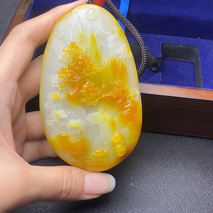 和田玉挂件未镶嵌白***！N