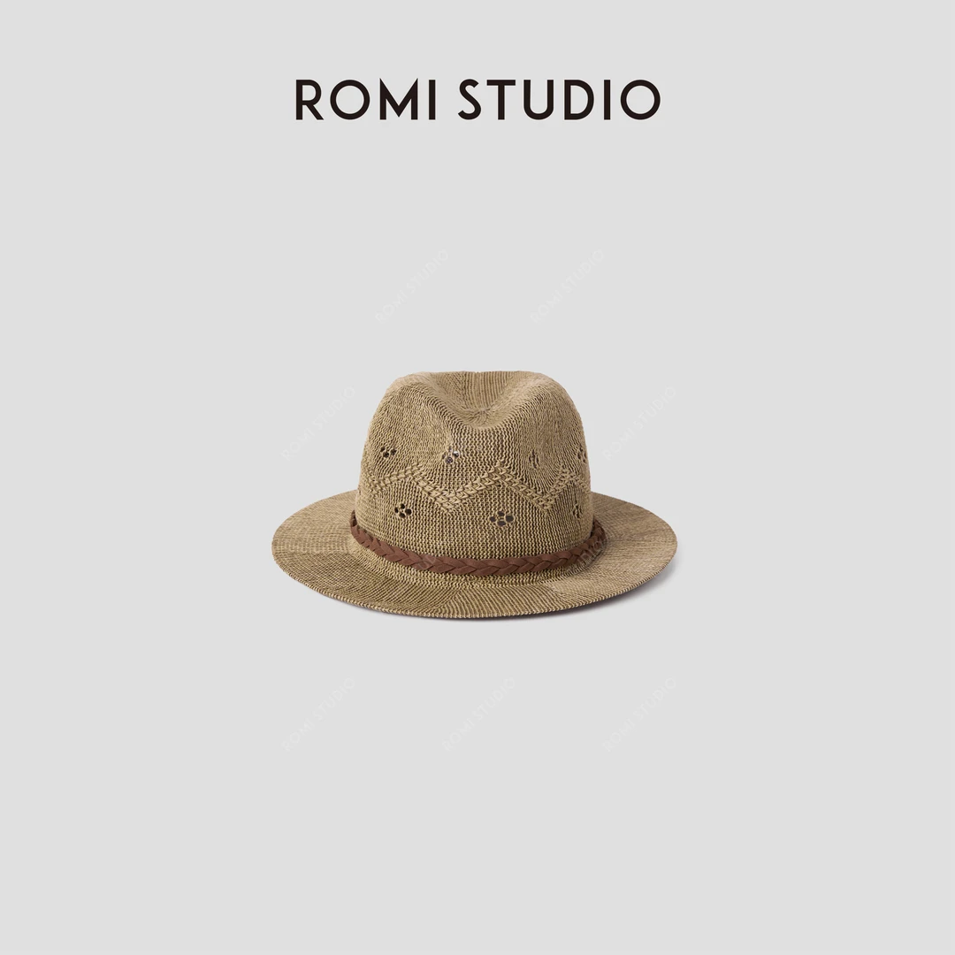 ROMI STUDIO“沙滩假日”宽檐遮阳编织舒适镂空渔夫帽 RWCRP34632