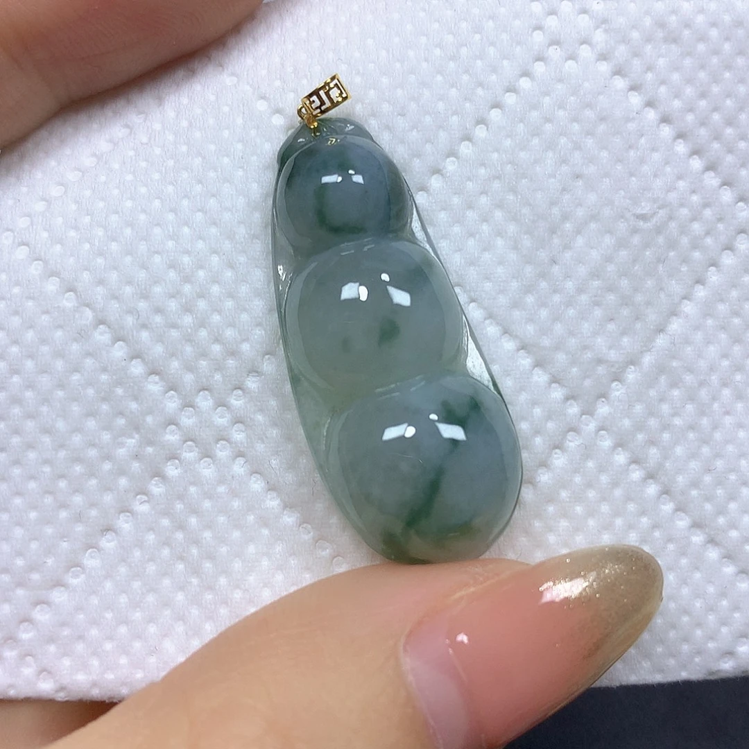 翡翠18K金镶嵌颈饰挂件