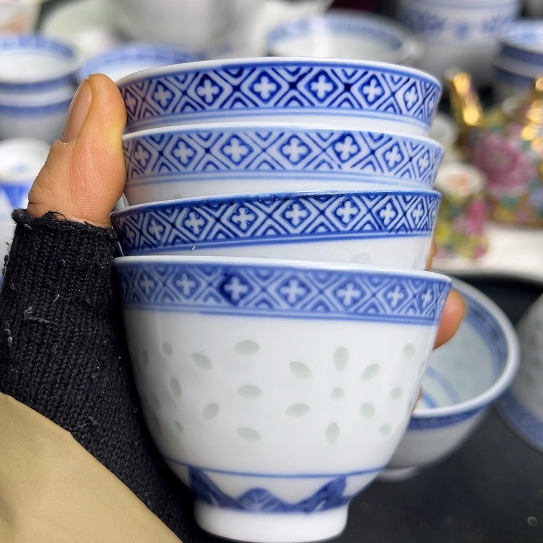 天***️杯景德镇陶瓷青花玲珑二刚杯