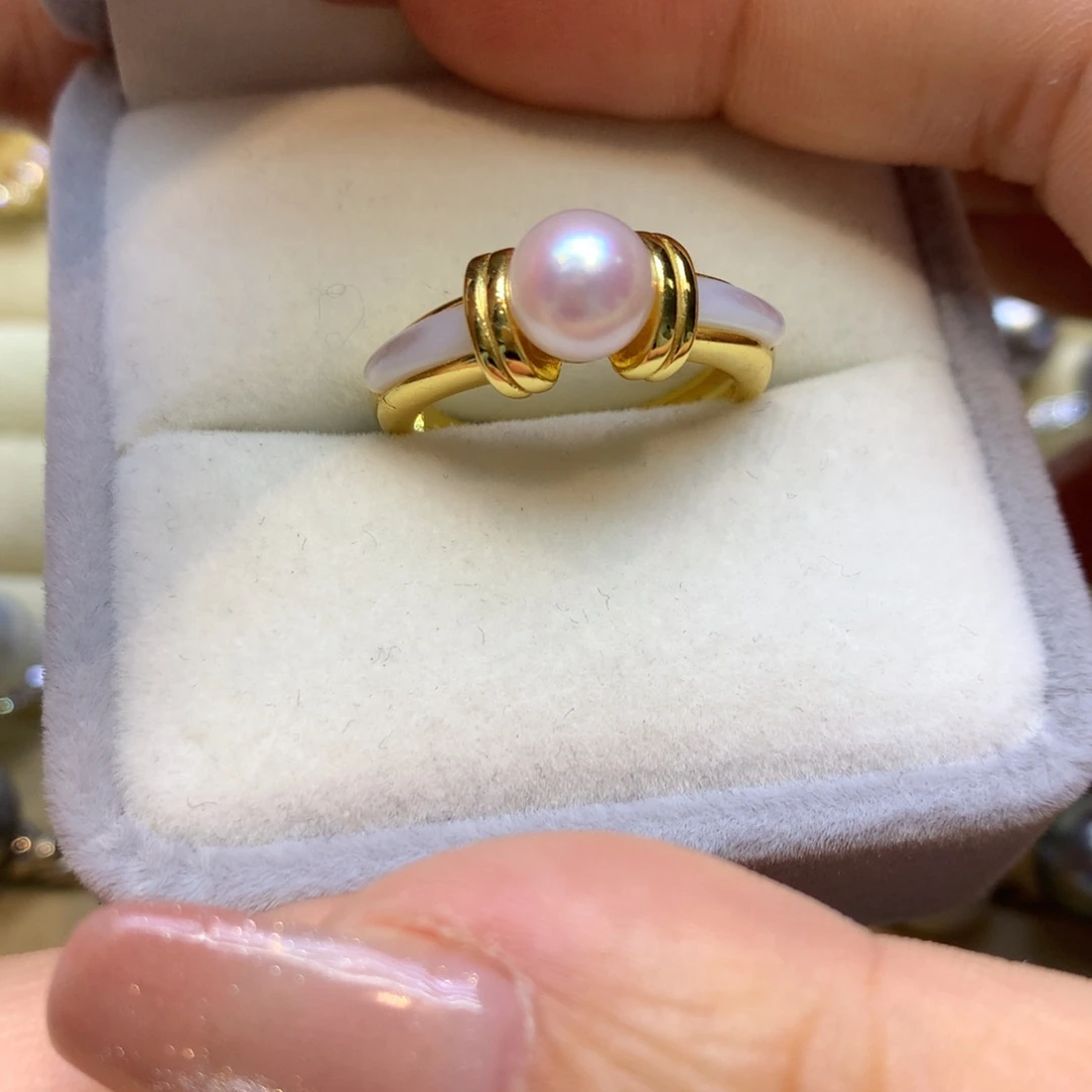 银S925镶嵌戒指海水珍珠