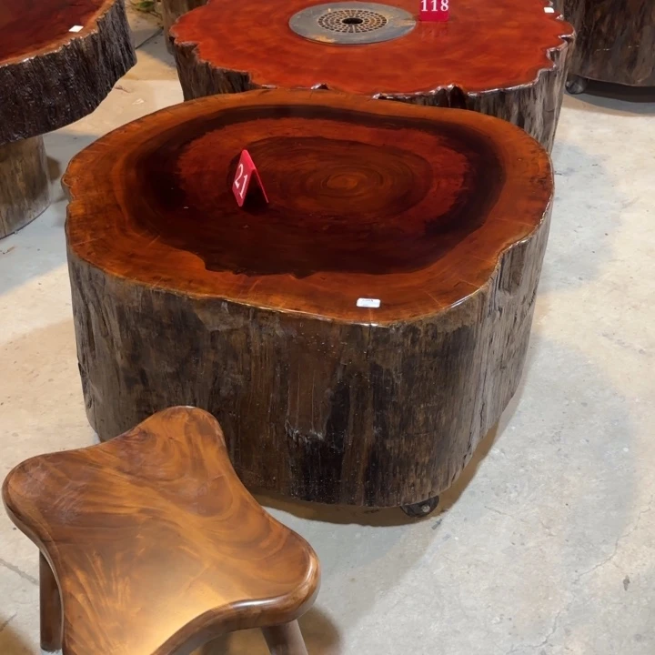 风***羊木原木树墩茶几11111