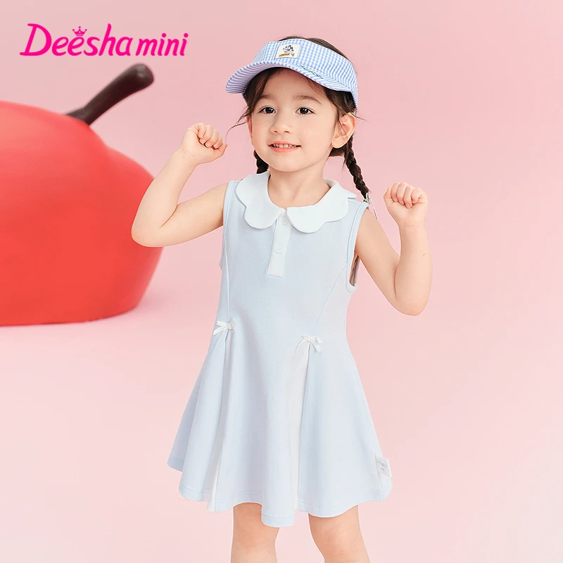 笛莎童装女童裙子夏季新款女宝宝儿童欧若风polo连衣裙-33252C903