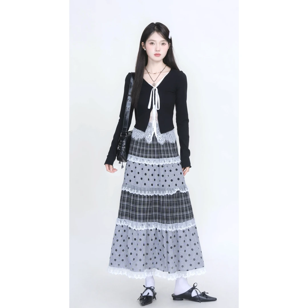 【推荐黑色】假两件百搭蕾丝拼接上衣-5C561