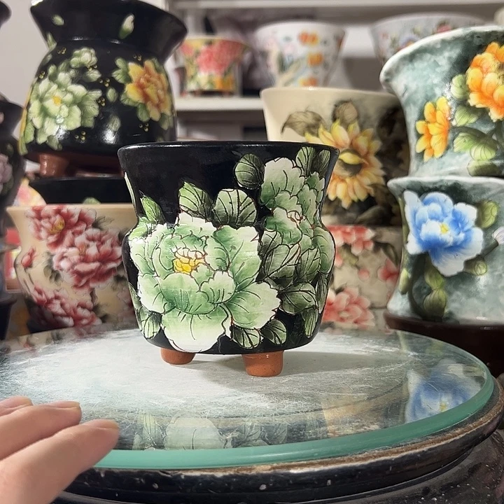 景德镇手绘花盆 满38包邮