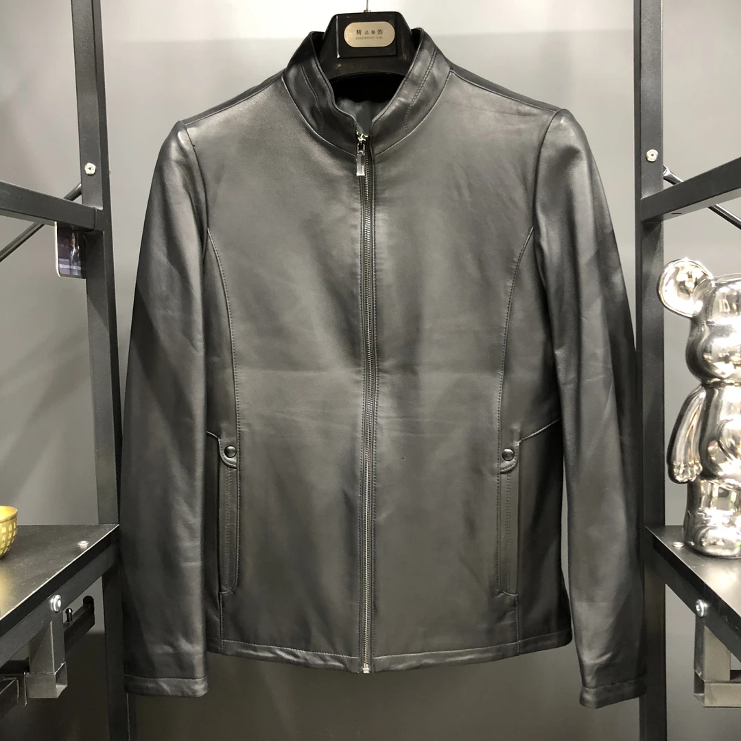 77106男立领皮衣休闲秋季潮流百搭男款秋冬商务春季