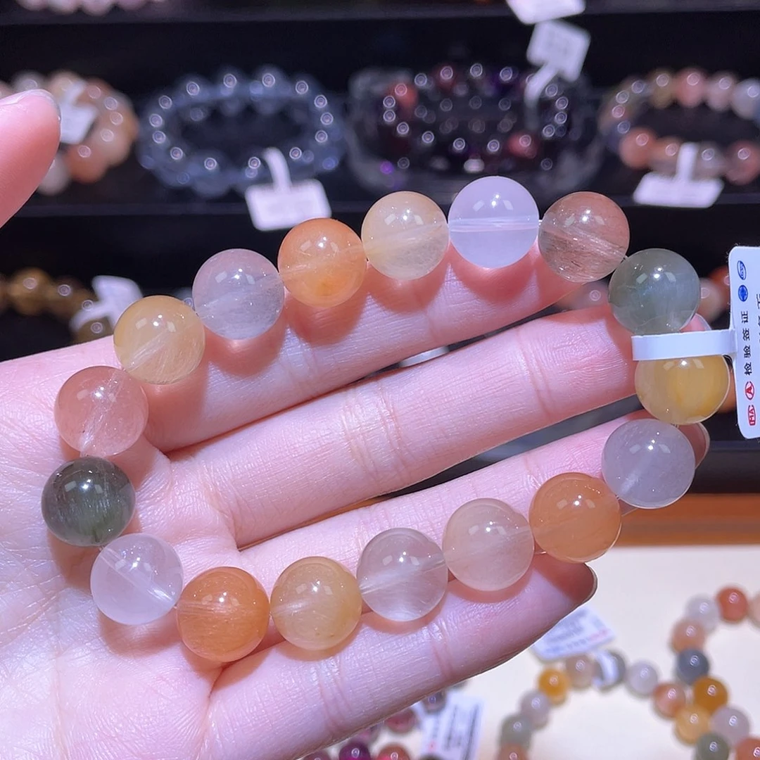 水晶手链未镶嵌潘****）兔毛手链，晶体通透