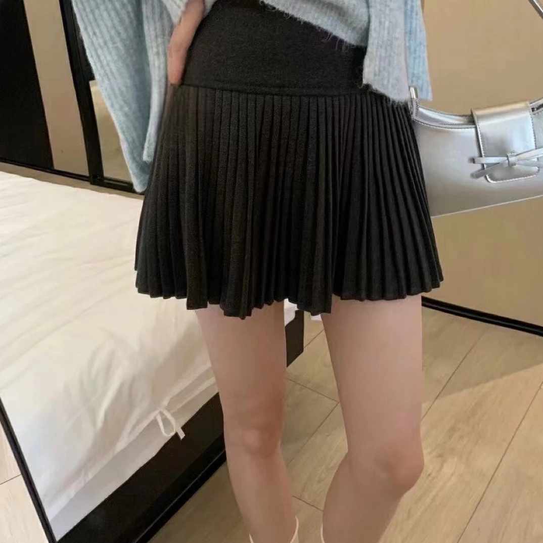 826新款秋冬季款百搭时尚百压褶半身裙(裙长36左右)