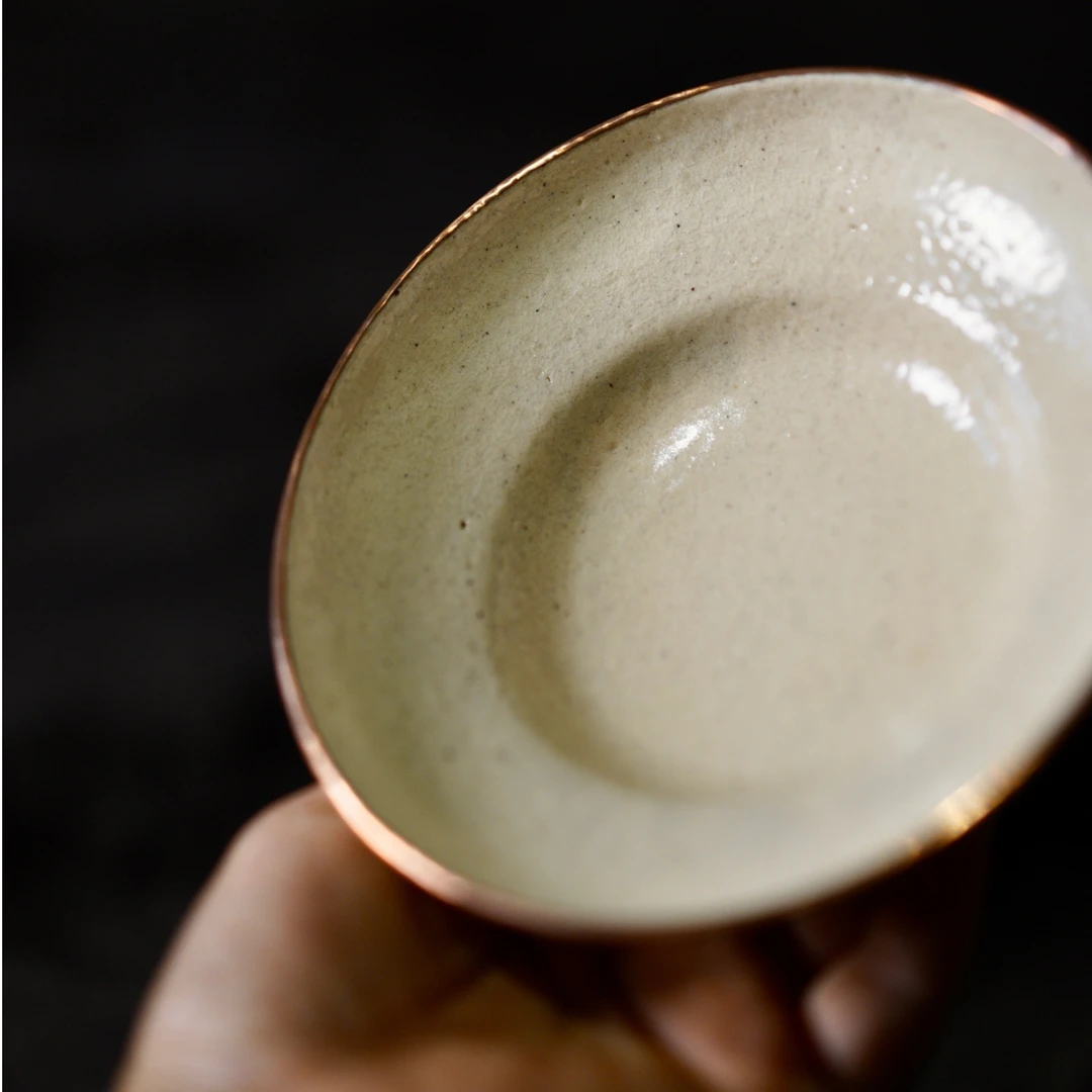 手工粉引 包铜口 葫芦壶承 景德镇手作器物