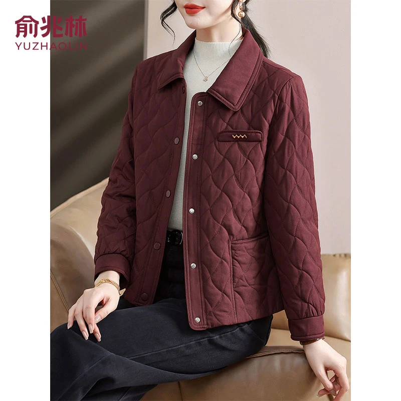 俞兆林今年流行的妈妈秋冬短款棉衣外套中老年女冬装时尚轻薄棉袄