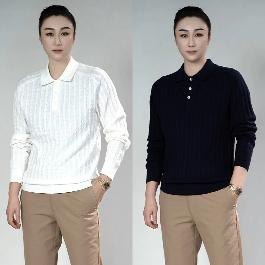 男士时尚针织POLO衫3533秋季款男装休闲百搭纯色翻领POLO衫