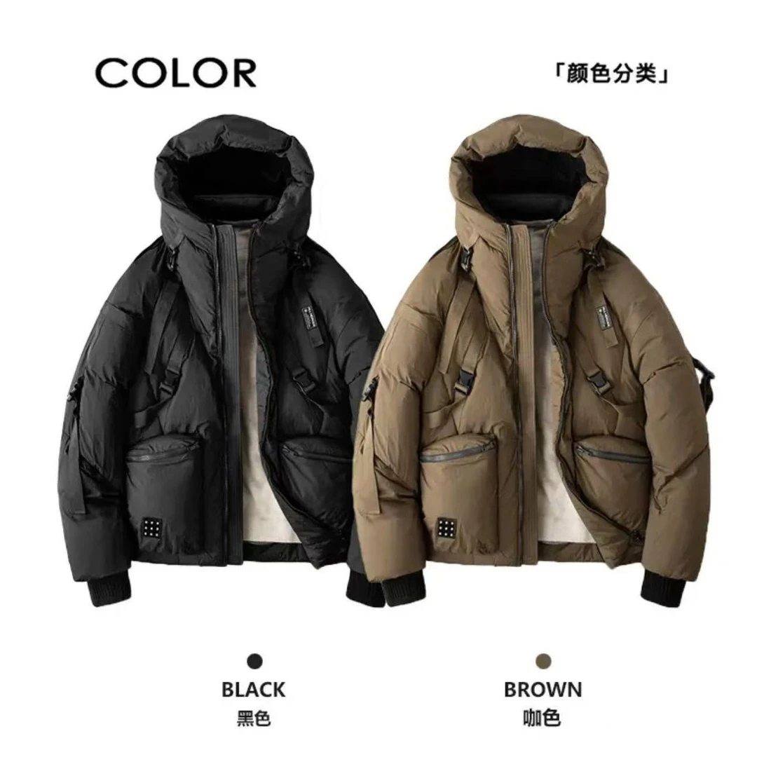 【塔尖之王90绒羽绒服防钻绒】23007冬季潮牌YKK拉链设计师调性款