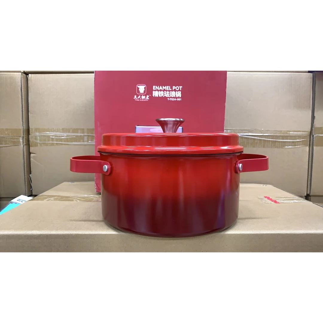 微压锅 红色珐琅铁锅 炖锅大容量家用 KG
