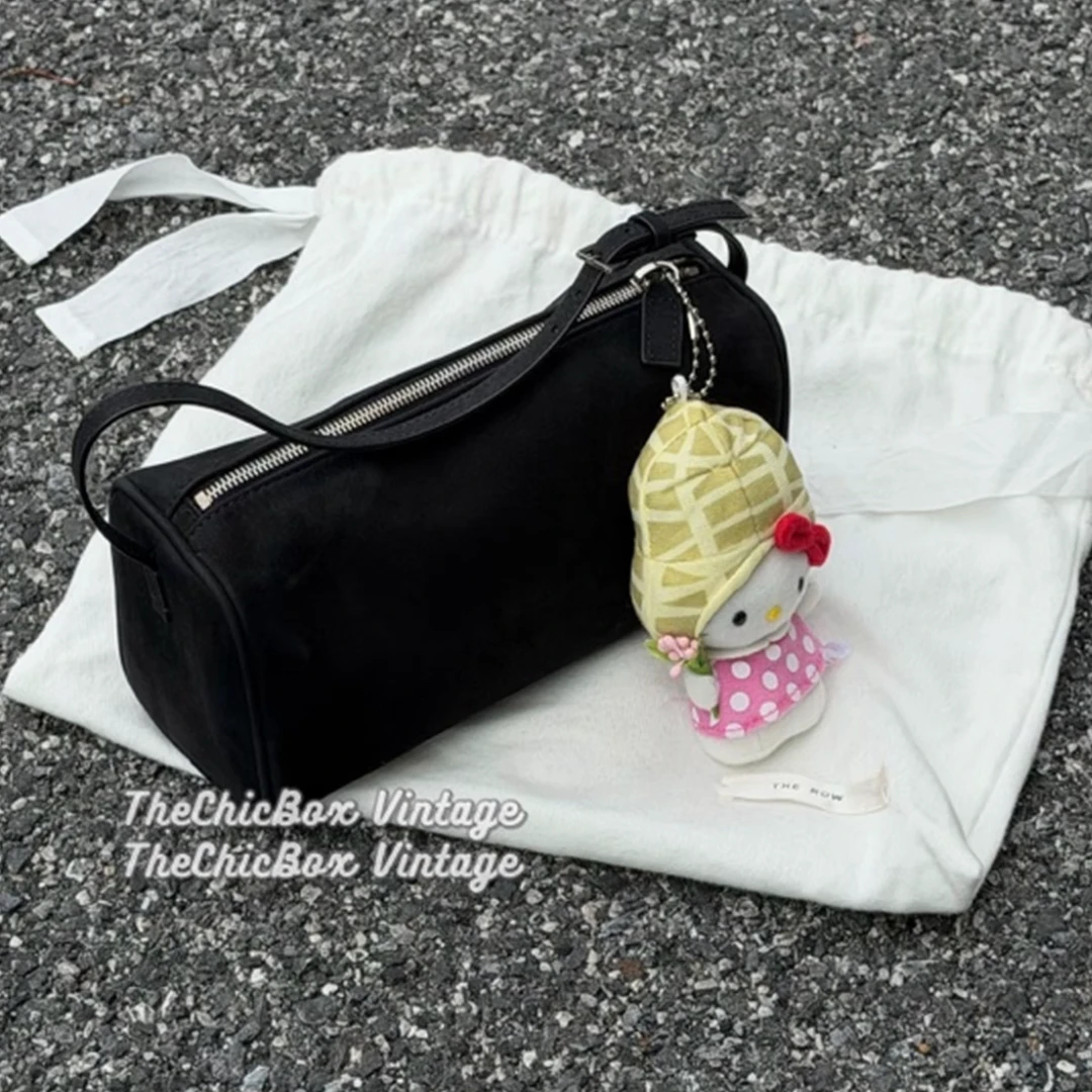 95新 The Row 只盒/The row 90s羊猄皮黑色笔筒包