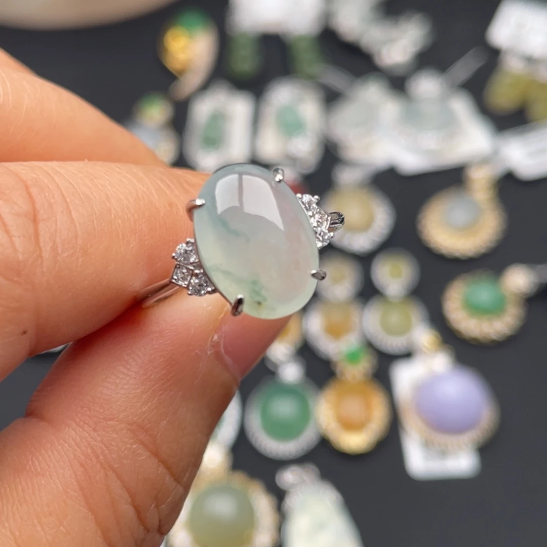 翡翠银S925镶嵌吊坠(不含链)