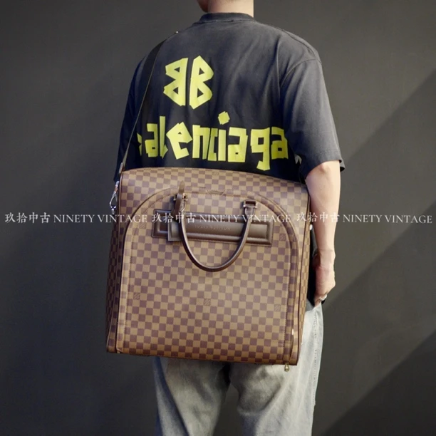 95新 LouisVuitton/路易威登 小号经典棕棋盘格旅行包手提包 男包