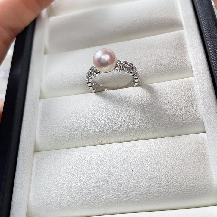 戒指银S925镶嵌海水珍珠