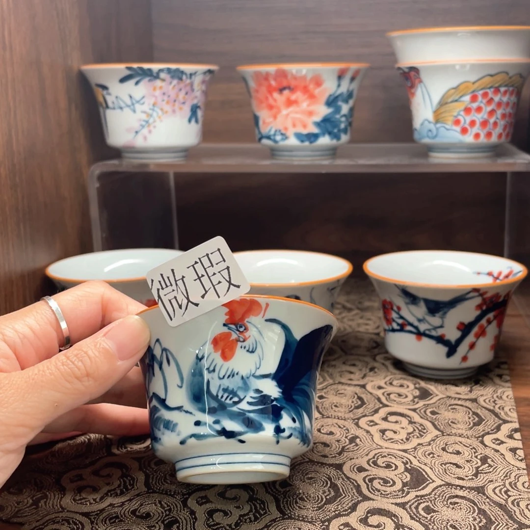 釉下手绘茶具微瑕