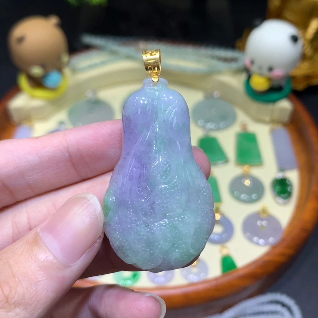 吊坠(不含链)18K金镶嵌翡翠