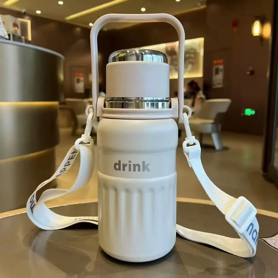 大容量保温杯女生2026新款简约时尚不锈钢学生吸管水壶男便携水杯