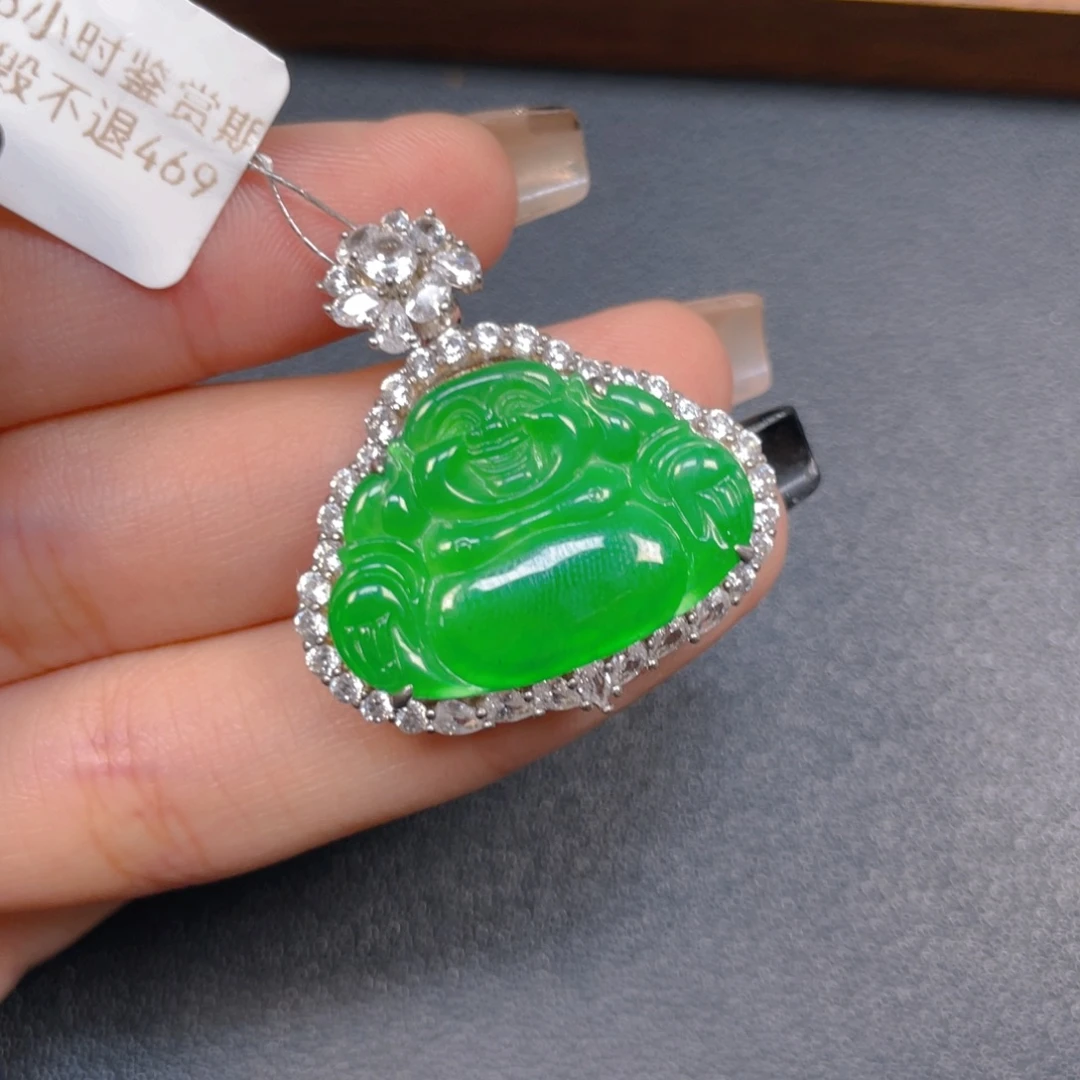 翡翠银S925镶嵌挂件hhjj