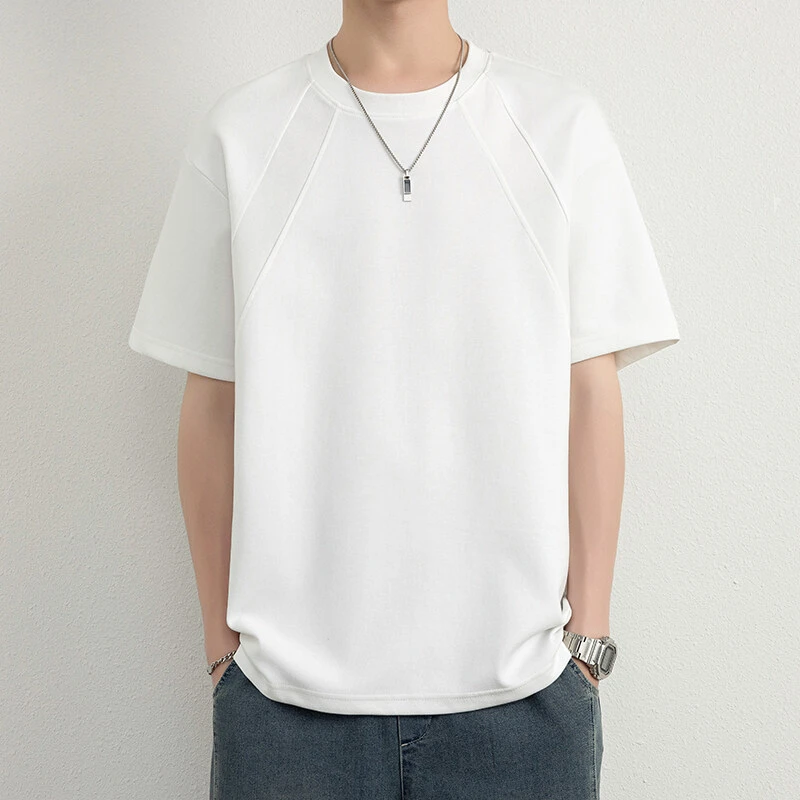 2025夏季新款圆领短袖休闲时尚档次T恤潮流百搭帅气半袖简约宽松