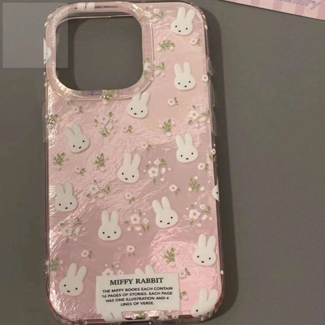 ins风粉嘟嘟小碎花米菲兔苹果16/15/14手机壳13/12少女心11可爱xr
