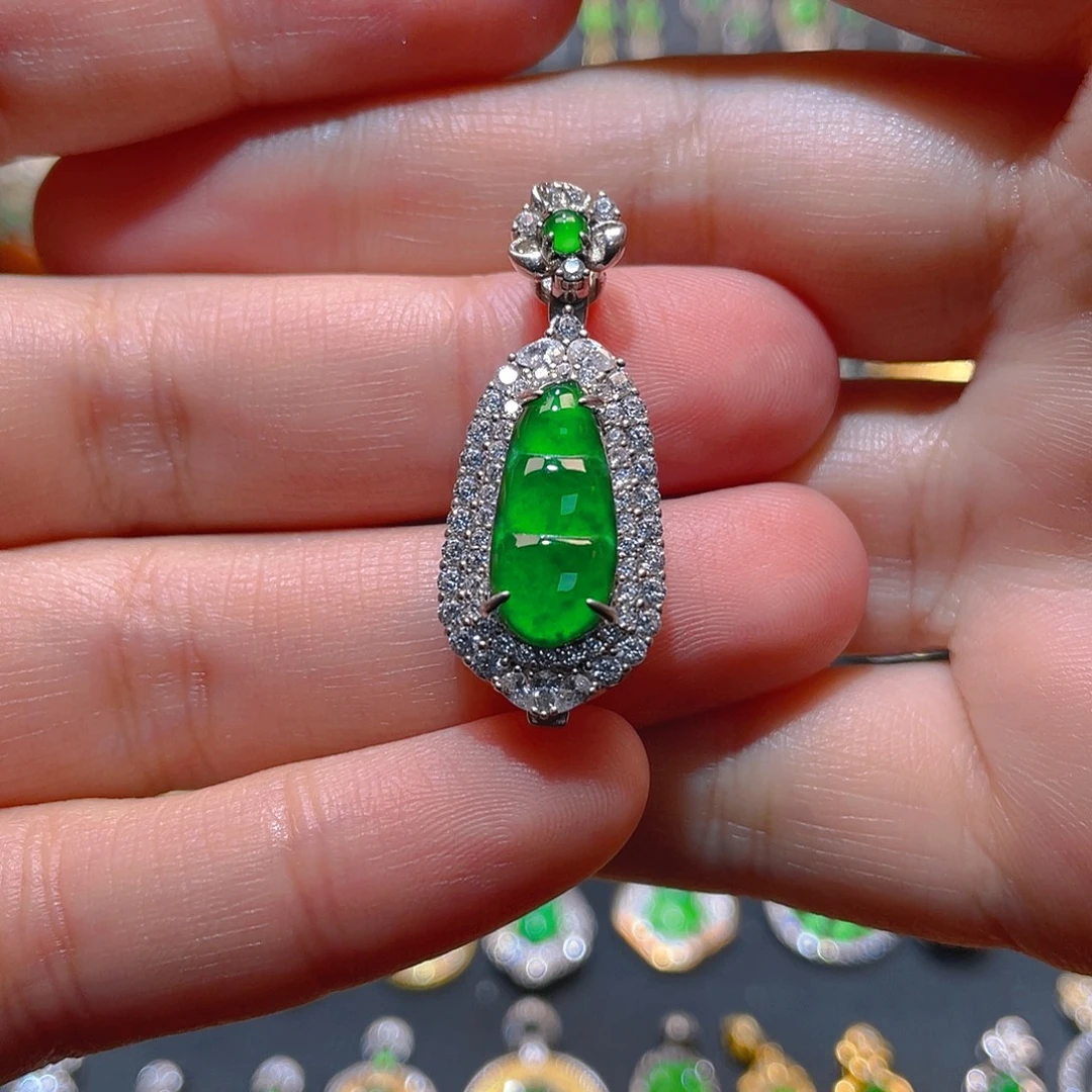 翡翠银S925镶嵌吊坠(不含链)