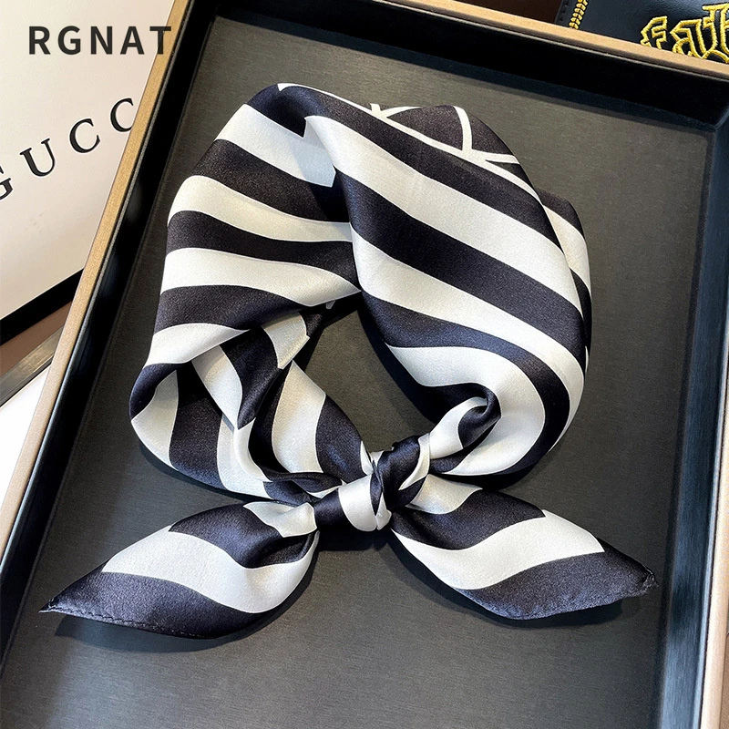 RGNAT丝巾女桑蚕丝2025春秋季韩版装饰围巾百搭真丝领巾53cm方巾