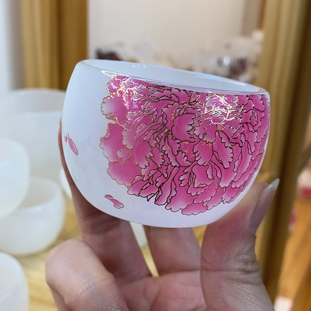 手工艺品琉璃牡丹客杯