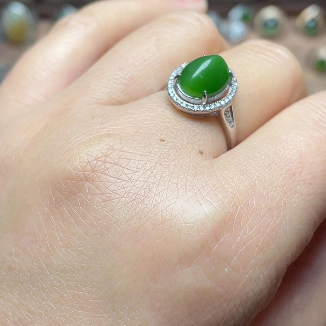 和田玉（碧玉）银S925镶嵌吊坠(不含链)