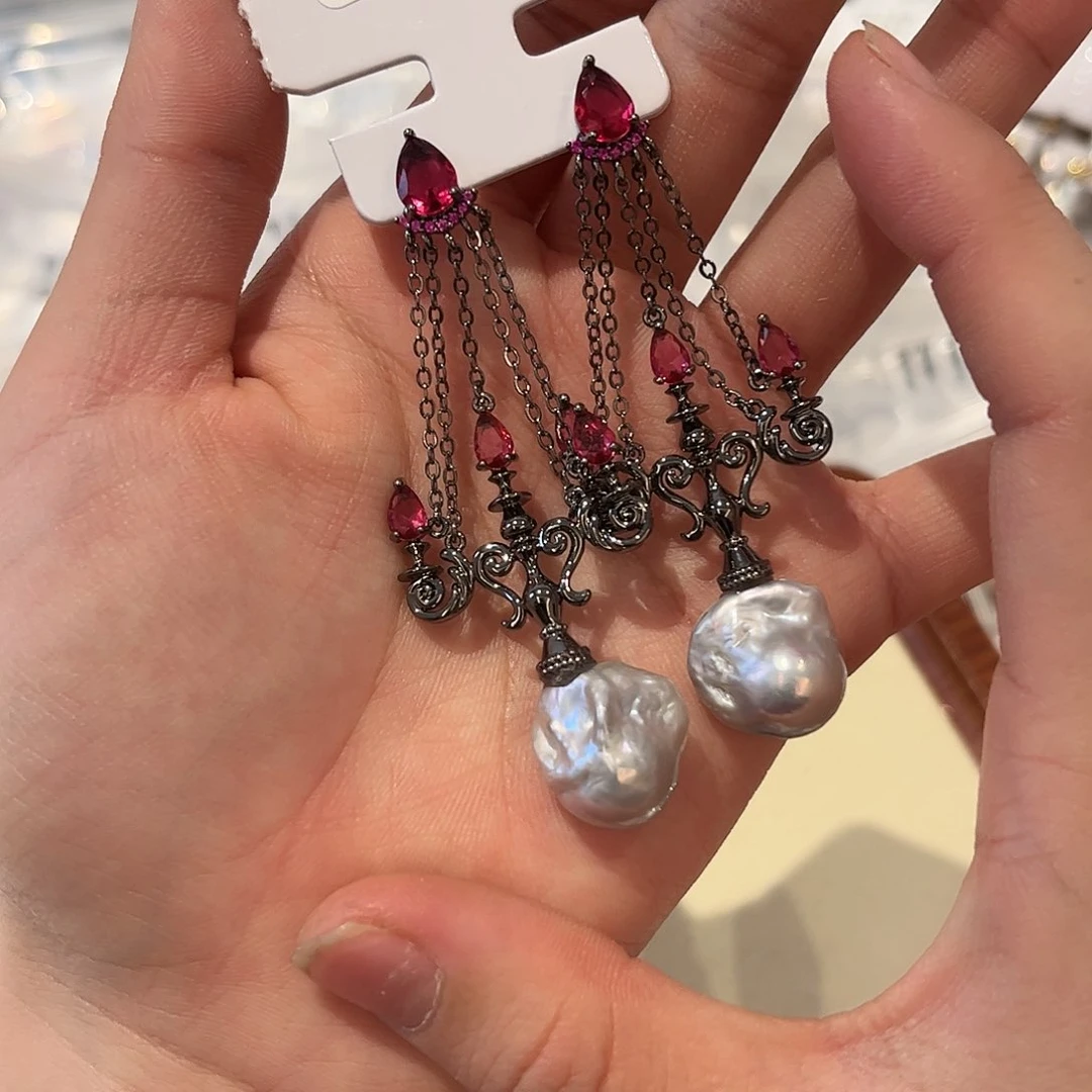 合金淡水珍珠耳饰