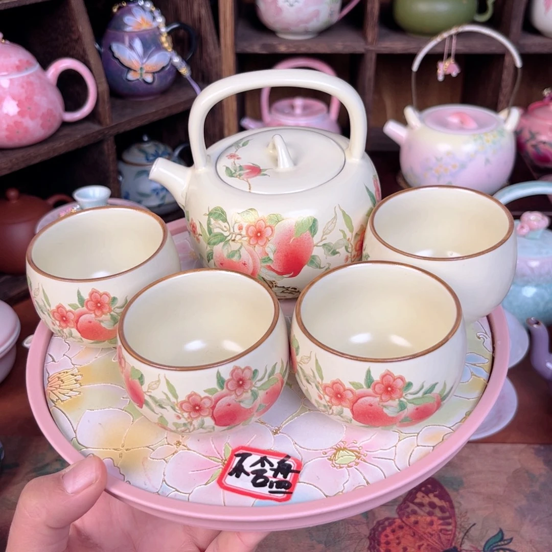 壶陶桃夭提梁壶套装