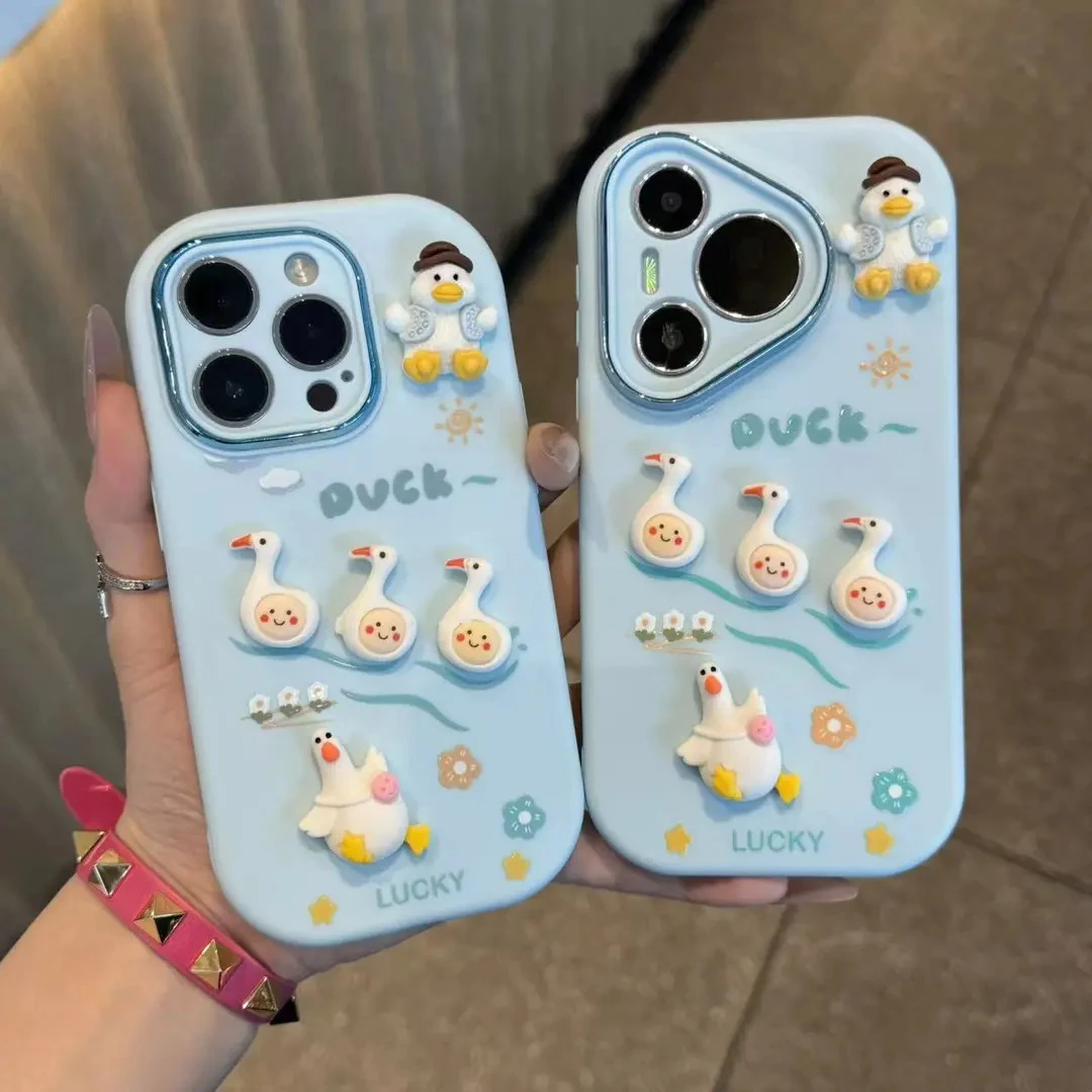 奥菲顿可爱立体小鸭适用苹果17/16胖子手机壳华为P70vivo小米oppo
