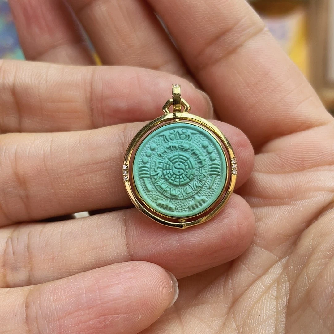绿松石18K金镶嵌吊坠(不含链)