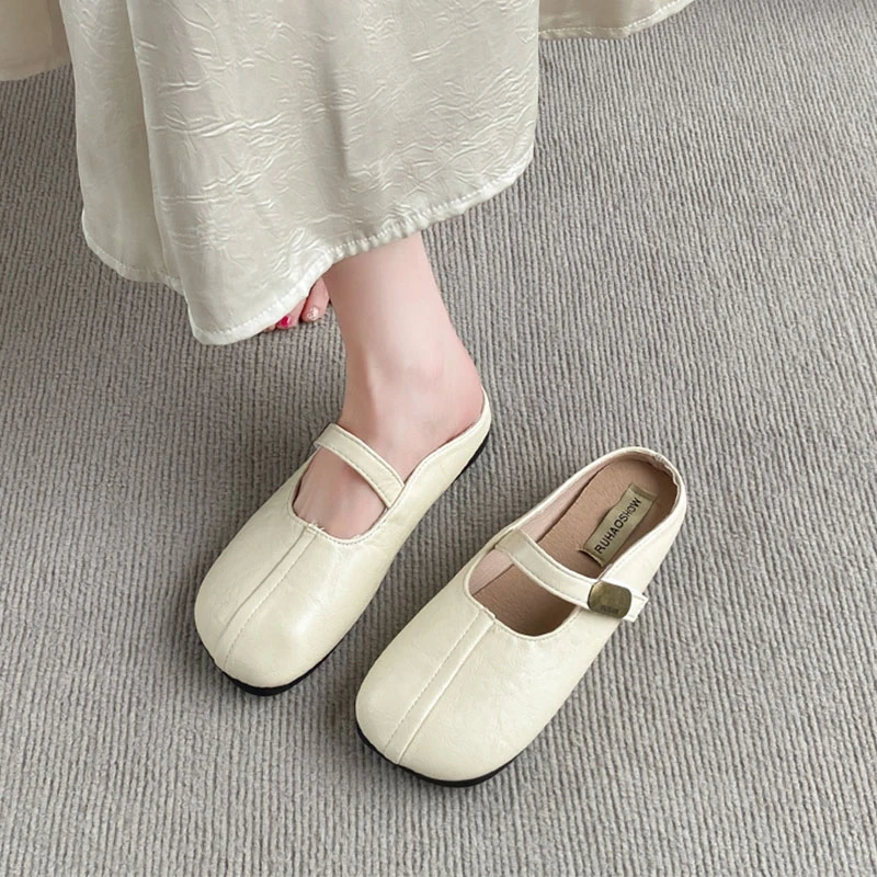 外穿舒适软底懒人一脚蹬凉拖鞋法式复古时尚休闲百搭英伦风包头拖